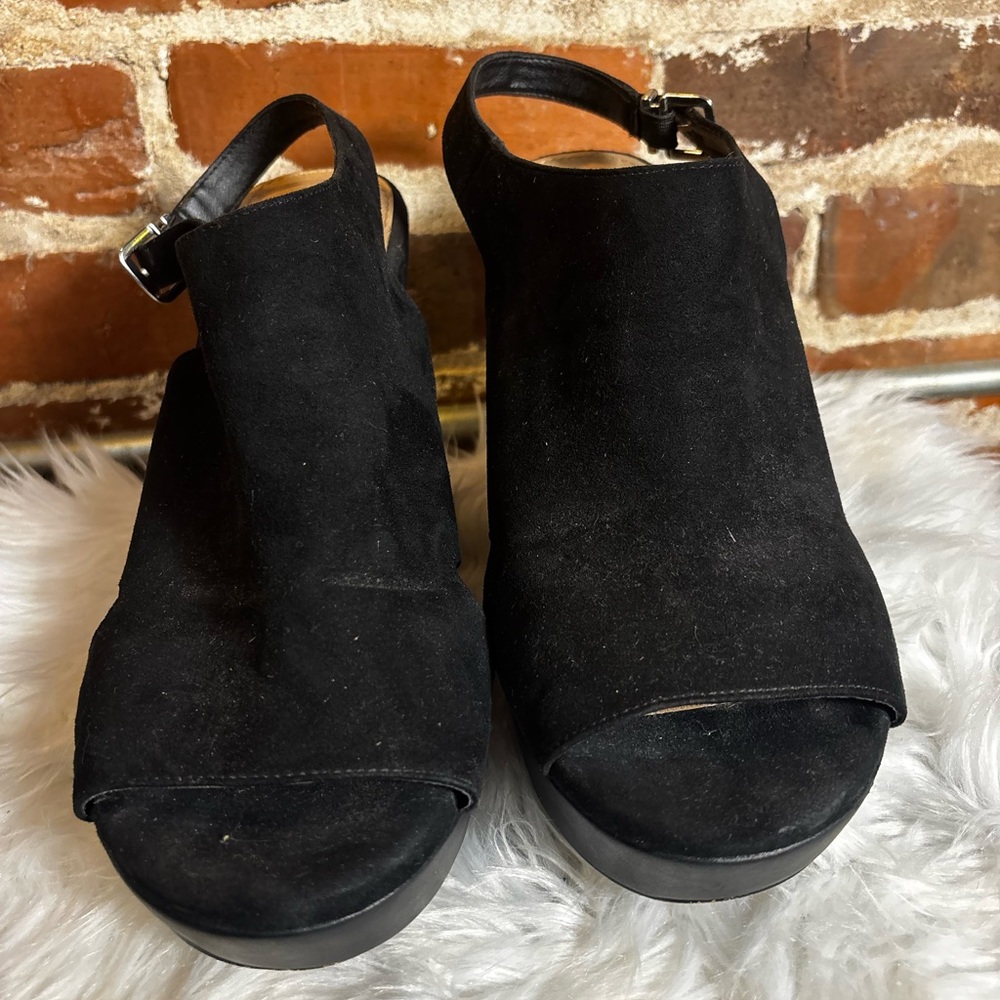 torrid Black Suede Peep-Toe Platform Mules